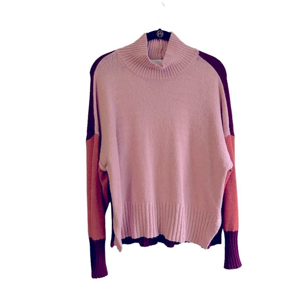 Time and Tru Women's Color Blocked Pink Mock Neck Sweater Size XXL (20) 8 380 - Picture 3 of 9